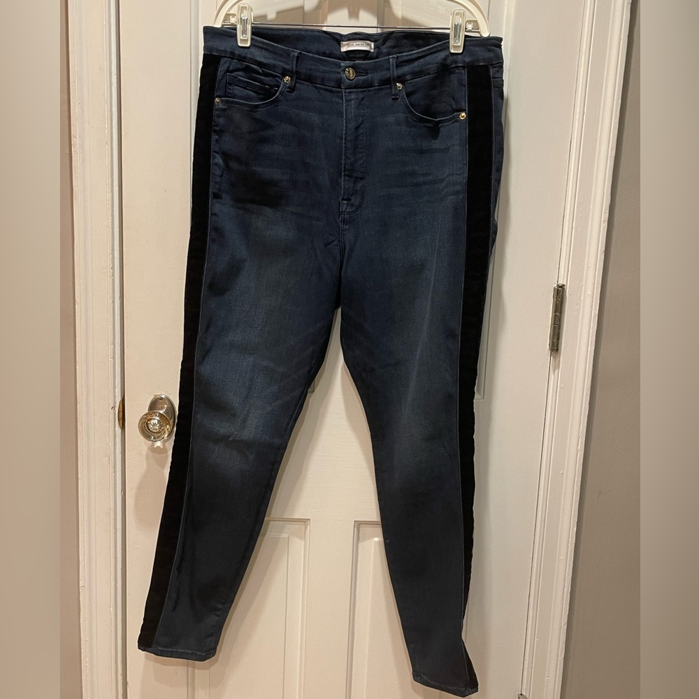 Women’s Good American Size 18 Jeans Black Velvet Stripe On Legs